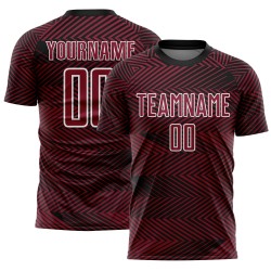 Maglia da calcio personalizzata Crimson Black-White Line stampata a sublimazione