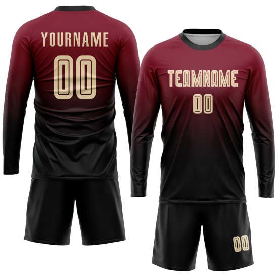 Maglia da calcio personalizzata Crimson Cream-Black Sublimation Fade Fashion Uniform