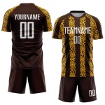 Maglia da calcio personalizzata con stampa a sublimazione di forma astratta marrone bianco-oro
