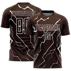 Maglia da calcio personalizzata con sublimazione Brown White Lightning