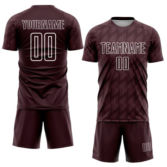 Maglia da calcio personalizzata marrone bianca con stampa a sublimazione