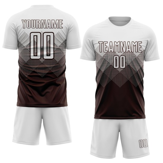 Maglia da calcio personalizzata marrone bianca con stampa a sublimazione