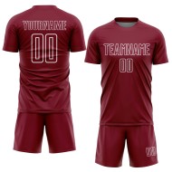 Maglia da calcio personalizzata con stampa a sublimazione di forme geometriche bianche e cremisi Maglia da calcio personalizzata con stampa a sublimazione di forme geometriche bianche e cremisi
